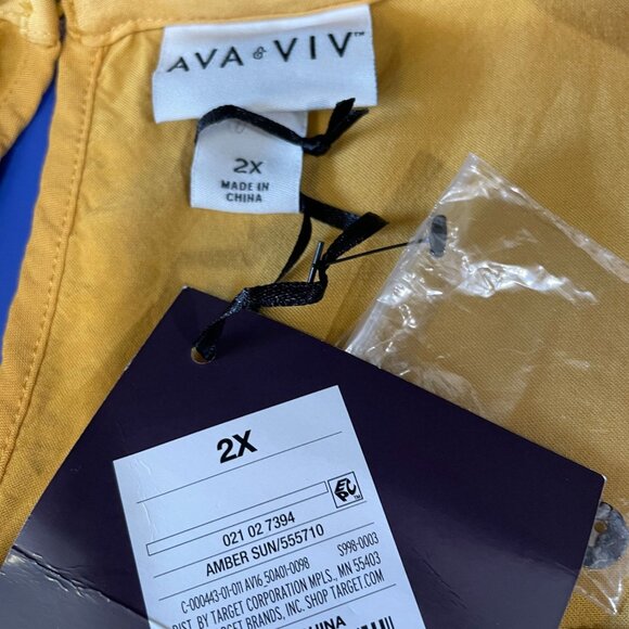 Ava Viv Yellow Tank Top 2X Boho Eyelet Embroidered Scallop Hem Flowy Festival - Picture 3 of 8